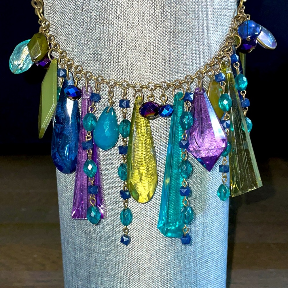 Show stopping Multicolored Crystal Chandelier Statement Necklace